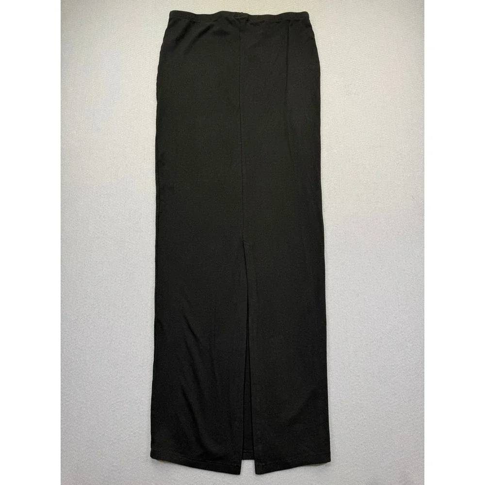 SKIMS Cotton Rib Maxi Skirt Onyx Black Slim Fit Loungewear BO-SKT-2783 NEW L